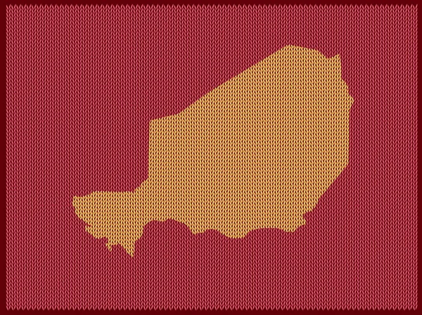 Πλέξιμο Χάρτη Μοτίβο Της Χώρας Του Νίγηρα Απομονωμένο Κόκκινο Φόντο — Διανυσματικό Αρχείο