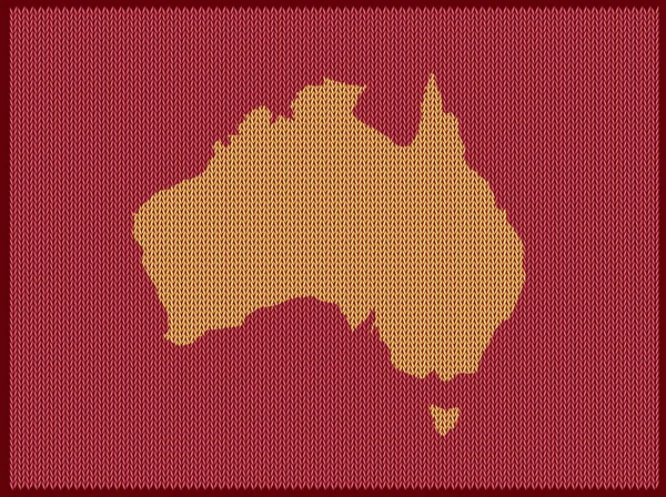 Mapa Patrón Punto País Australia Aislado Sobre Fondo Rojo Ilustración — Vector de stock