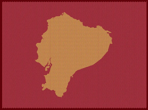 Mapa Padrão Tricô País Equador Isolado Fundo Vermelho Ilustração Vetorial — Vetor de Stock