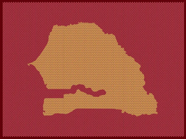 Χάρτης Μοτίβων Πλεξίματος Της Χώρας Σενεγάλη Απομονωμένη Κόκκινο Φόντο Διανυσματική — Διανυσματικό Αρχείο