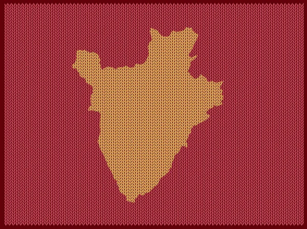 Carte Tricot Pays Burundi Isolé Sur Fond Rouge Illustration Vectorielle — Image vectorielle