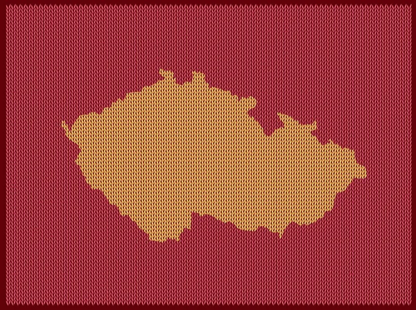Mapa Tricô Padrão República Checa País Isolado Fundo Vermelho Ilustração — Vetor de Stock