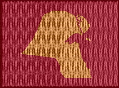 Kuveyt 'in örgü desenli haritası Kırmızı Arkaplanda izole edildi - vektör illüstrasyonu