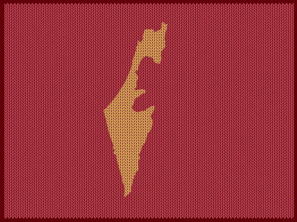 Χάρτης Μοτίβων Πλεξίματος Της Χώρας Ισραήλ Απομονωμένο Κόκκινο Φόντο Διανυσματική — Διανυσματικό Αρχείο