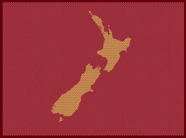 Mapa Patrón Punto País Nueva Zelanda Aislado Sobre Fondo Rojo — Vector de stock