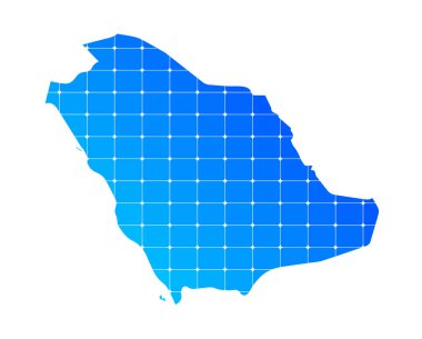 Renkli mavi tuğlalar, beyaz arkaplanda izole edilmiş Suudi Arabistan 'ın doku haritasını oluşturdu - vektör illüstrasyonu