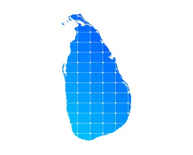 Renkli mavi tuğlalar, Sri Lanka 'nın doku haritasını beyaz arkaplanda izole etti - vektör illüstrasyonu