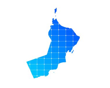 Renkli mavi tuğlalar, ülkenin doku haritasını eşleştirdi Umman beyaz arka planda izole edildi - vektör illüstrasyonu