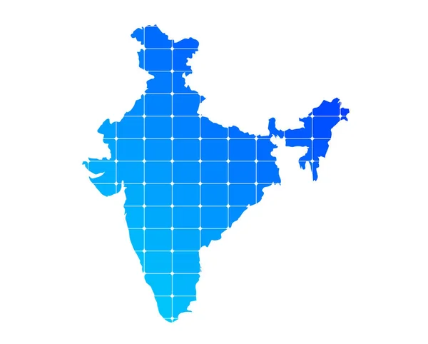 Kleurrijke Blauwe Gradiënt Bakstenen Textuur Kaart Van Land India Geïsoleerd — Stockvector
