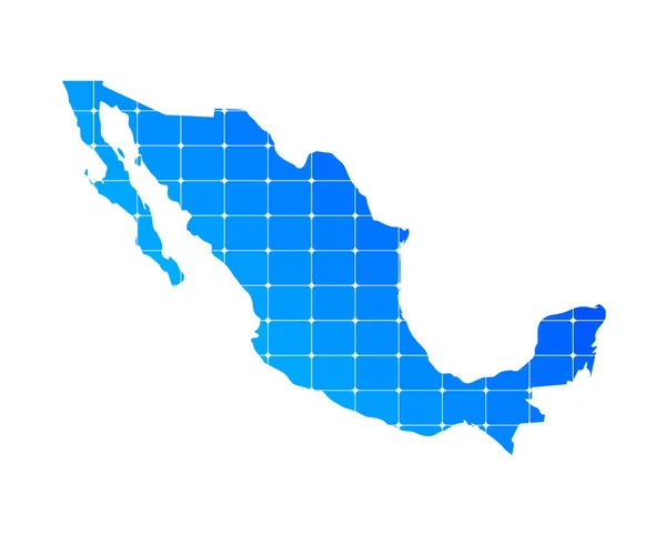 Ladrillos Degradados Azules Colores Mapa Textura Del País México Aislado — Vector de stock