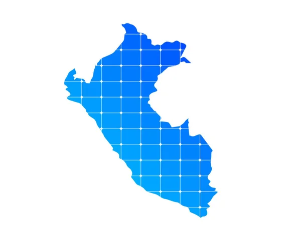 Farbenfrohe Blaue Farbverläufe Ziegel Textur Karte Des Landes Peru Isoliert — Stockvektor
