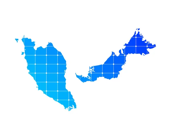 Bunte Blaue Farbverläufe Ziegel Textur Karte Des Landes Malaysia Isoliert — Stockvektor