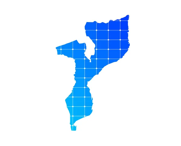 Ladrillos Degradados Azules Coloridos Mapa Textura Del País Mozambique Aislado — Vector de stock