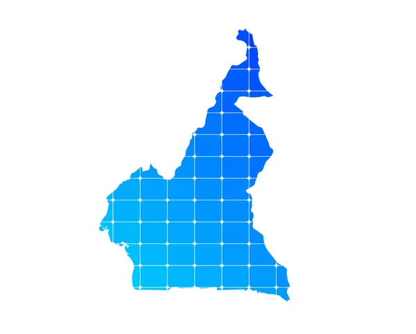 Carte Texturée Briques Dégradées Bleues Colorées Pays Cameroun Isolé Sur — Image vectorielle