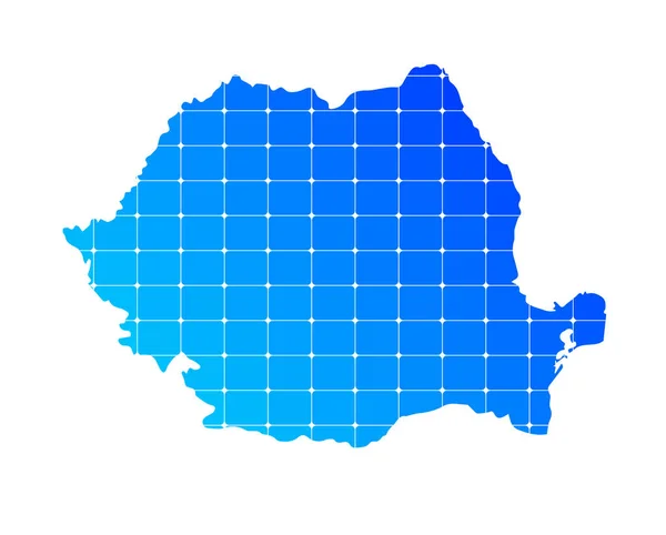 Barevné Modré Gradient Cihly Textura Mapa Země Rumunsko Izolované Bílém — Stockový vektor