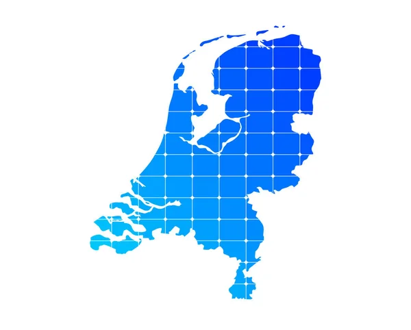 Barevné Modré Gradient Cihly Textura Mapa Země Nizozemsko Izolované Bílém — Stockový vektor