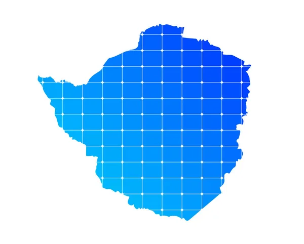 Bunte Blaue Farbverläufe Ziegel Textur Karte Des Landes Simbabwe Isoliert — Stockvektor