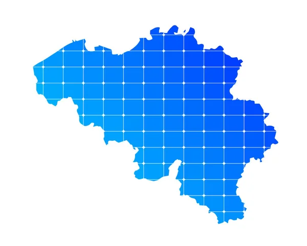 白の背景に孤立したベルギーのカラフルな青のグラデーションレンガのテクスチャ地図 ベクトル図 — ストックベクタ