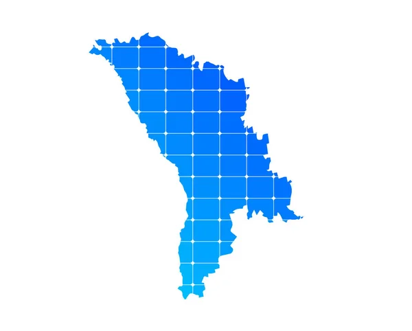 Kleurrijke Blauwe Gradiënt Bakstenen Textuur Kaart Van Land Moldavië Geïsoleerd — Stockvector