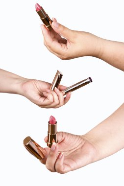 pembe ruj rengi beyaz zemin üzerinde bir el içinde