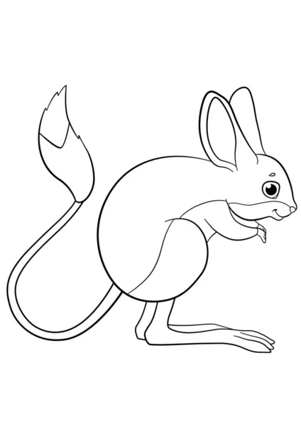 Coloring Pages Wild Animals Little Cute Jerboa Stands Smiles — Stock Vector