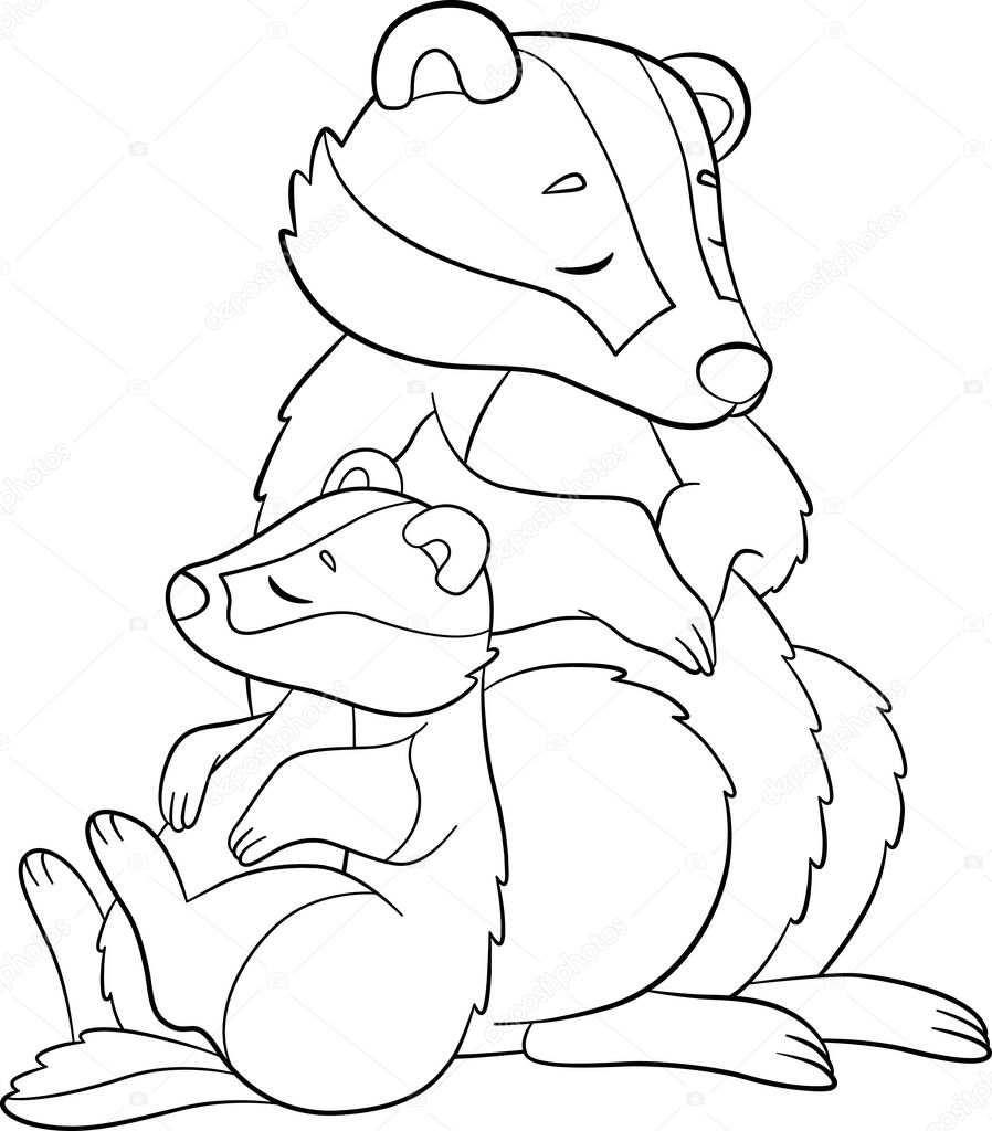 Vettoriale stockDisegno Colorare Mamma Tasso Dorme Con Suo Piccolo Bambino  Addormentato di ©ya-mayka #548576576, image size:898x1024