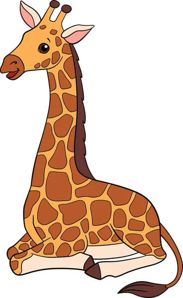 Kreslená Divoká Zvířata Malá Roztomilá Dětská Žirafa Dlouhým Krkem Klade — Stockový vektor
