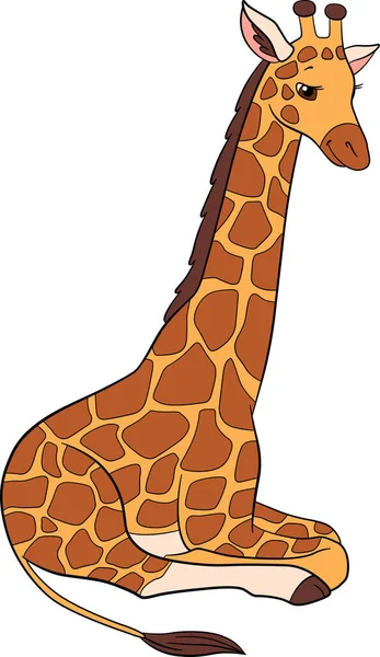 Kreslená Divoká Zvířata Velká Skvrnitá Žirafa Dlouhým Krkem Úsměvy — Stockový vektor