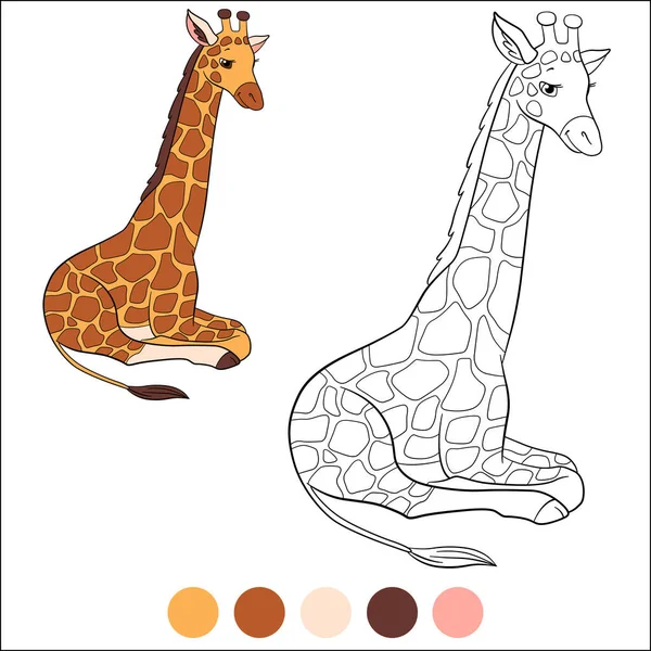 Mich Färben Wilde Tiere Große Freundliche Gefleckte Giraffe Legt Sich — Stockvektor