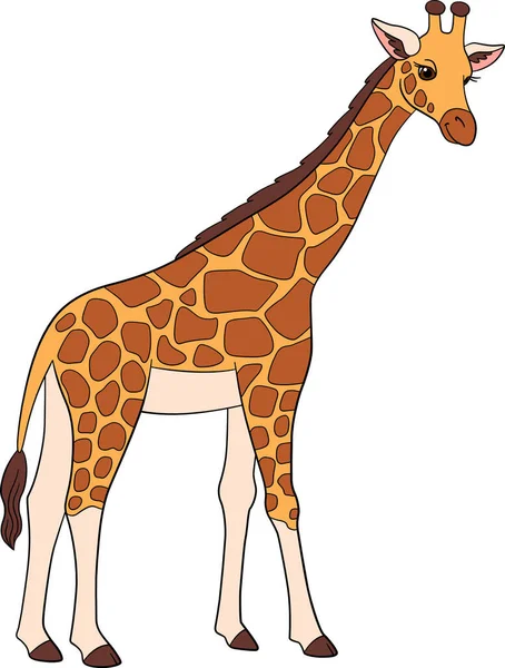 Zeichentrick Wildtiere Große Art Gefleckte Giraffe Mit Langem Hals Steht — Stockvektor
