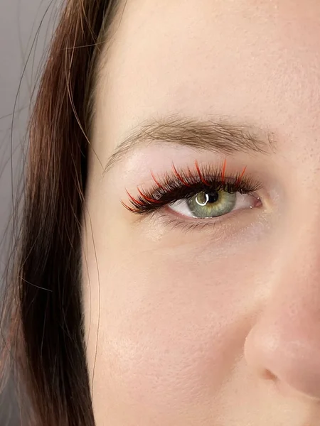 Olhos Com Pestanas Estendidas Pestanas Artificiais Moda Beleza — Fotografia de Stock