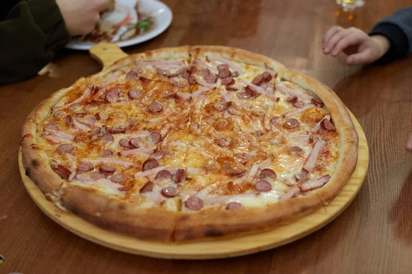 Pizza Table Cafe Fast Food Concept Fast Food Lunch — Stock Photo, Image