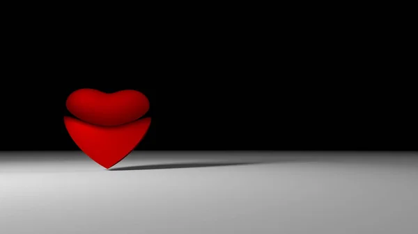 Сердечный Фон Иллюстрация Красное Сердце Черно Белом Фоне — стоковое фото