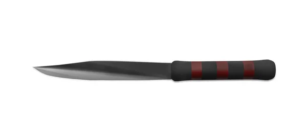 Rendering Blued Steel Sharp Knife Black Handle Red Inserts Top — Fotografia de Stock