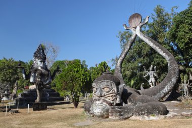Buda park, xieng khuan olarak da bilinir, tuhaf ve garip heykeller vientiane, laos, Güney Asya yakınındaki dolu bir park olduğunu