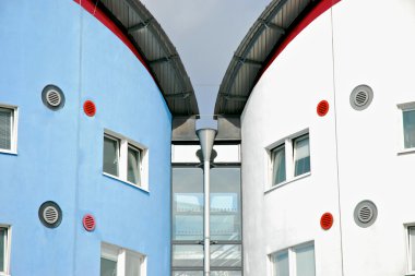 Detail of the University of East London residence halls. clipart