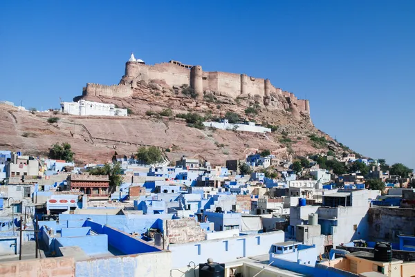 焦特布尔，蓝市和 mehrangarh 堡、 拉贾斯坦邦，印度的视图. — 图库照片