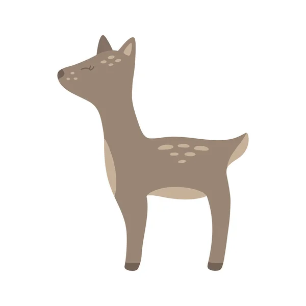 Cute Doe Vector Illustration Doe Deer Animal Cartoon Hand Drawn — Stock Vector