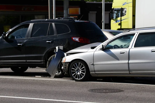 Two Cars Involved Collision Crash — Stock Photo, Image