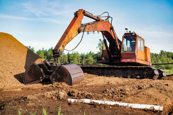 Special Equipment Collecting Peat Peat Extraction Process Agriculture Industry Peat — Stock Photo, Image