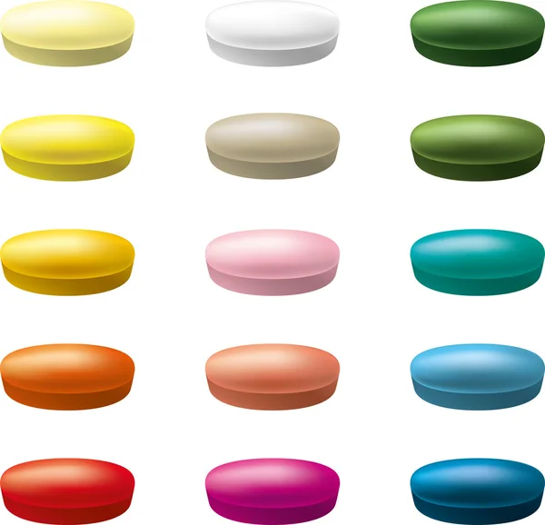 Çok renkli hapları tabletleri — Stok Vektör