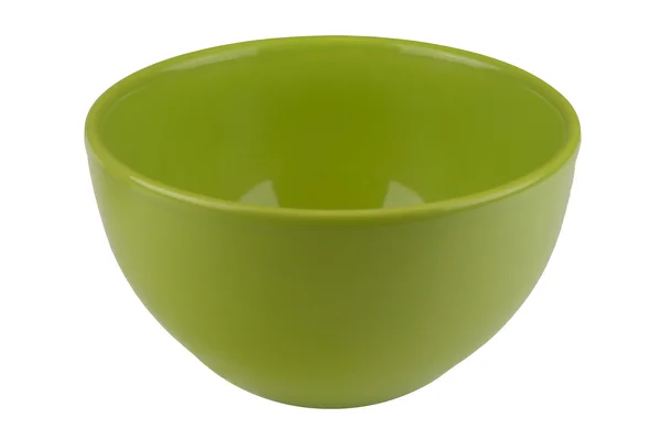 Green empty bowl isolated on white — Stock Photo, Image