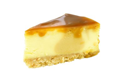 Cheesecake beyaz arkaplanda izole edildi