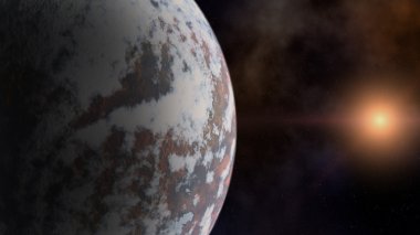 gezegen ve yıldız boşluk bulutsu üzerinde