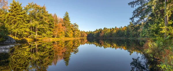 Panorama di un lago di foresta in autunno — Foto Stock