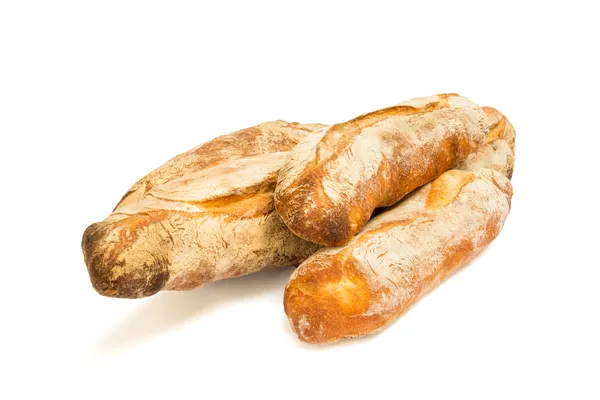 Fresh baguettes isolated on white background — Stock Photo, Image