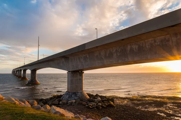 stock image Confederation Bridge at sunset