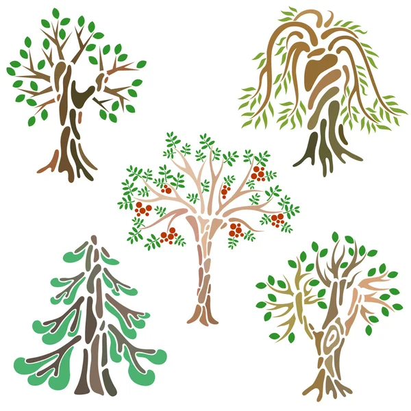 Diferentes tipos de árboles — Archivo Imágenes Vectoriales