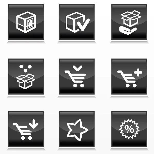 Imballaggio e acquistare icone — Vettoriale Stock