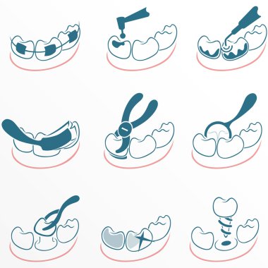 klinik için diş Icons set